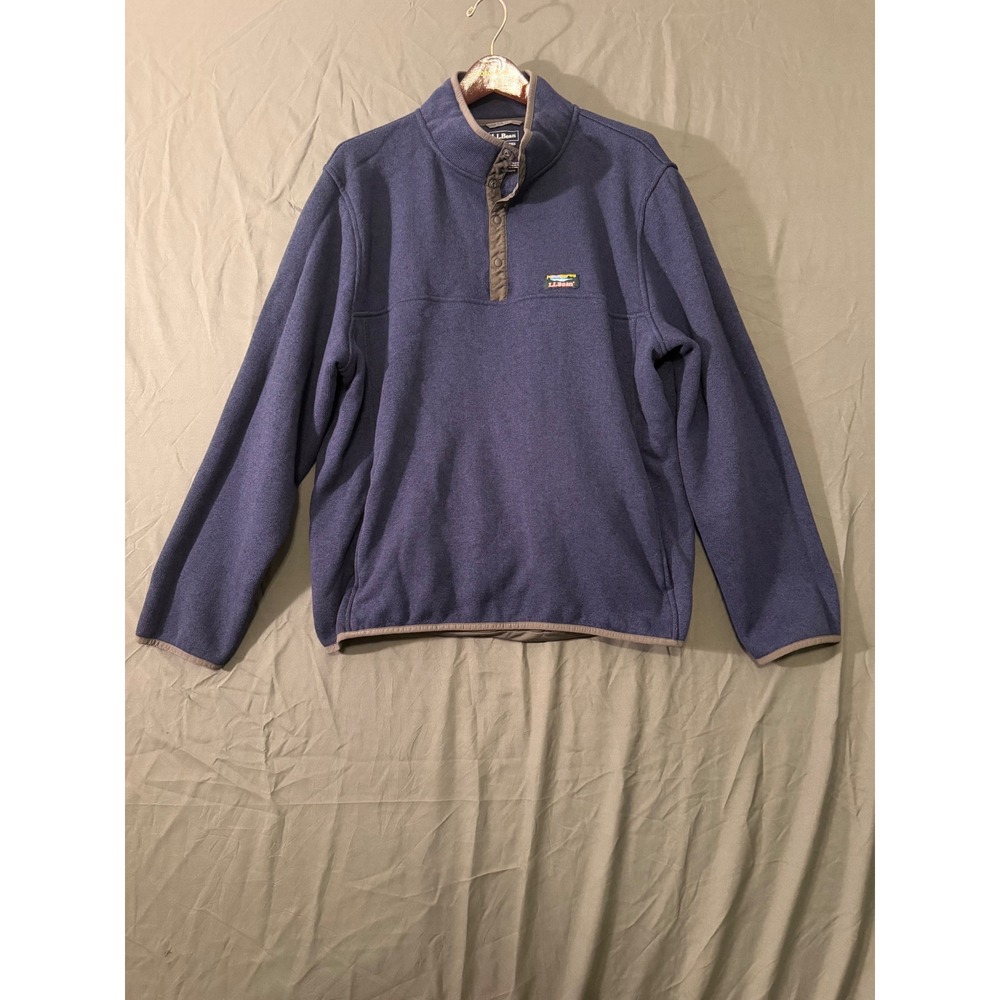 LL Bean Mens XXL Sweater Fleece Pullover Blue Heather 298050 Slightly Fitted